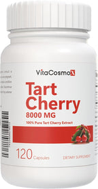 Tart Cherry Extract Supplement, 8000 mg, 120 Capsules, 60 Servings 100% Vegetarian, Non-GMO & Gluten Free