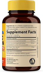 SANDHUHERBALS Organic Turmeric Curcumin 120 Capsules with Bioperine Black Pepper Extract Supplement | 1500mg with 95% Curcuminoids | Immune Support