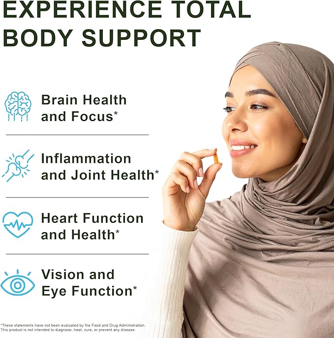 Noor Vitamins Halal Fish Oil, Halal Vitamins, Ultra Omega 3 Wild Peruvian Fish (800 mg EPA & 400 mg DHA) Heart, Brain & Joint Support, Non-GMO and Gluten Free (120 Count)