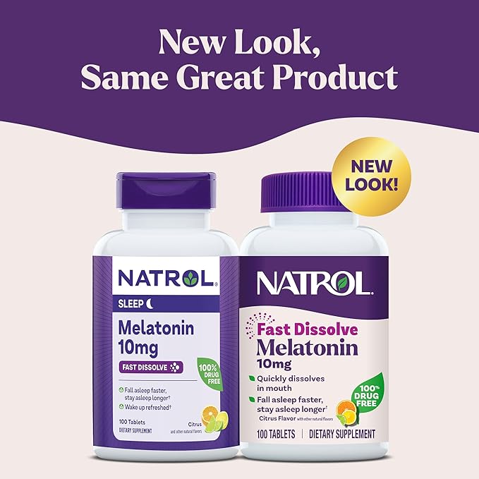 Natrol Melatonin 10mg Fast Dissolve Tablets - Citrus Flavor, 100 Count, Sleep Support, Fast Dissolve Melatonin for Adults, 100-Day Supply