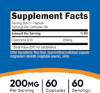 Nutricost CoQ10 200mg, 60 Vegetarian Capsules, 60 Servings - High Absorption, Vegetarian, Non-GMO, Coenzyme Q10