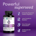 ZHOU Black Seed Oil Capsules - Black Cumin Seed Oil Cold Pressed, Nigella Sativa, Pure Unrefined Blackseed, Premium Supplement for Health, Hair & Skin w/Thymoquinone - 60 Capsules (Pack of 2)