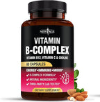 Vitamin B Complex for Men & Women - Made in USA - B-Complex: B1, B2, B3, B5, B6, B7, B8, B9, B12 with Vitamin C, Choline, Inositol - Energy, Brain & Heart Support Supplement - 60 Vegan Capsules