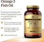 Solgar Double Strength Omega-3 700 mg, 120 Softgels - Fish Oil Supplement - Support for Cardiovascular, Joint & Cellular Health - Contains EPA & DHA Omega 3 Fatty Acids - Gluten Free - 120 Servings