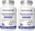 Nicotinamide 500mg Vitamin B3, 120 Capsules - Non-GMO, Gluten Free, Flush Free- 2 Packs