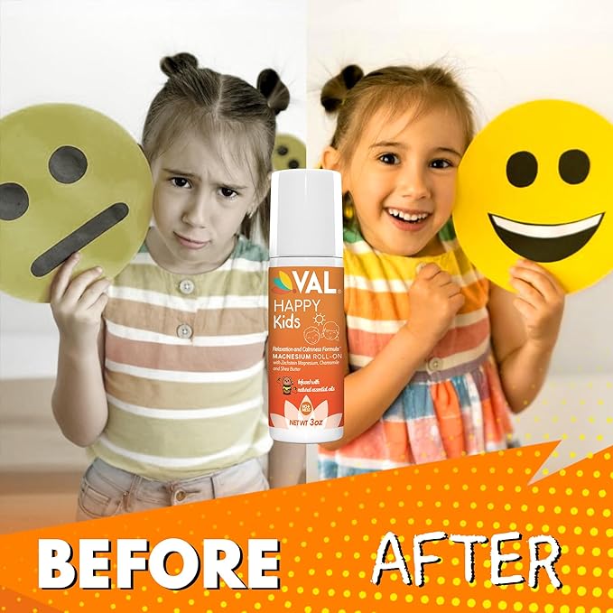 VAL Magnesium Roll-On for Kids | Gentle Zechstein Magnesium Chloride | Relaxation for Daytime & Bedtime | Calm & Mood Support | with Chamomile, Shea Butter & Essential Oils | USA Made | 3oz
