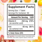 Doctor's Recipes Iron Supplement 65 mg with Vitamin C - Maximized Absorption & Stomach Friendly Iron Pills for Red Blood Cells Formation, Heart, Brain & Immunity Health - Vegan Non-GMO 90 Iron Tablets