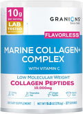 Marine Collagen Powder Unflavored - 10g Type I Hydrolyzed Collagen Peptides with Natural Acerola Vitamin C Antioxidant - Hair, Skin, Nails Vitamins for Women & Men- Pro-Aging Beauty Supplement - 9.8oz