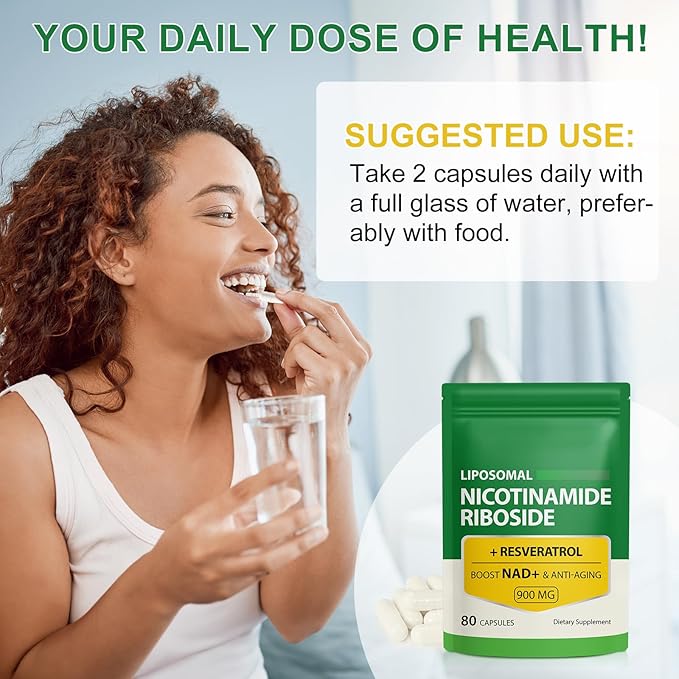 Daiasns NAD+ Supplement 900mg - Liposomal Nicotinamide Riboside & Resveratrol, Supports Muscle, Brain, Cellular Energy - NMN Supplement Alternative for Men and Women, 80 Capsules (Pack of 1)