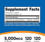 Nutricost Vitamin B12 (Methylcobalamin) 5000mcg, 120 Capsules - Vegetarian Caps, Non-GMO, Gluten Free B12 Supplement
