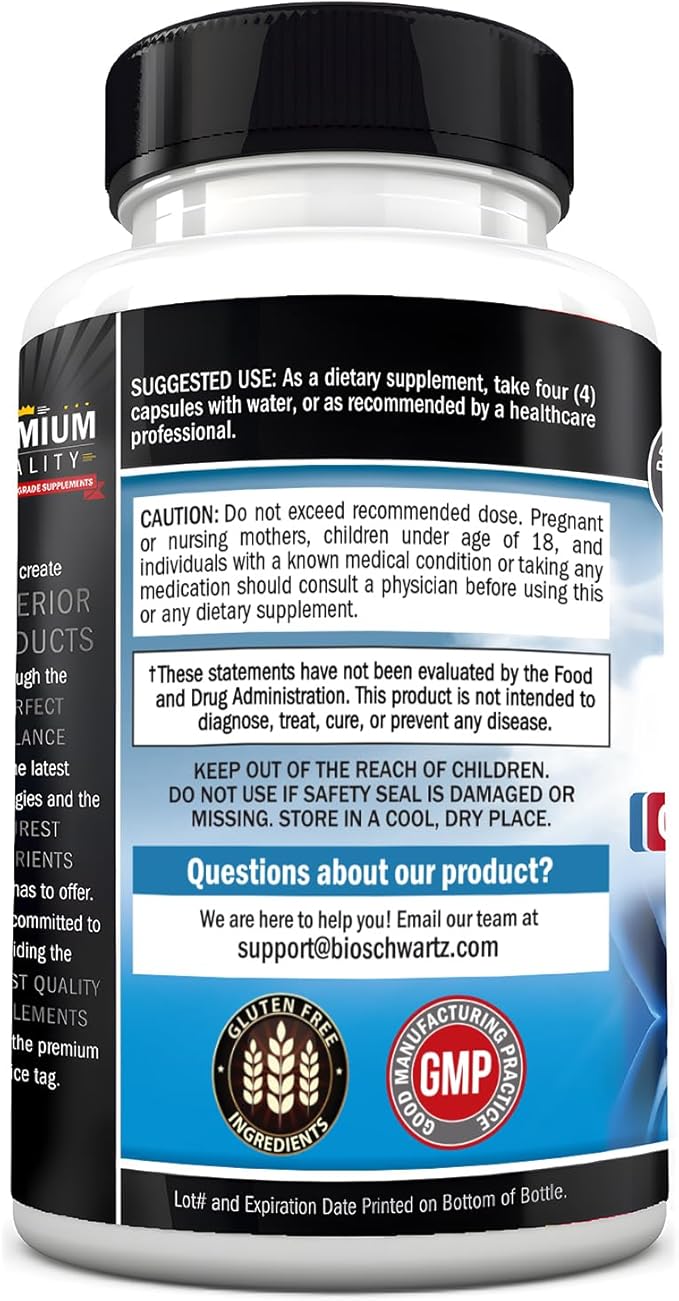 BioSchwartz Bone Strength Supplement - Gentle Non-Constipating Bone Health Supplement for Women & Men with 9-in-1 Complex with Calcium Magnesium Zinc D3 K2 & More - 3rd Party Tested - 1 Month