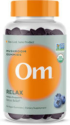 OM MUSHROOM SUPERFOOD Relax Gummies – USA Grown Organic Reishi & Ashwagandha – Supports Stress Relief, Relaxation & Mood Support – Blueberry Flavor – 28 Servings, 56 Count.