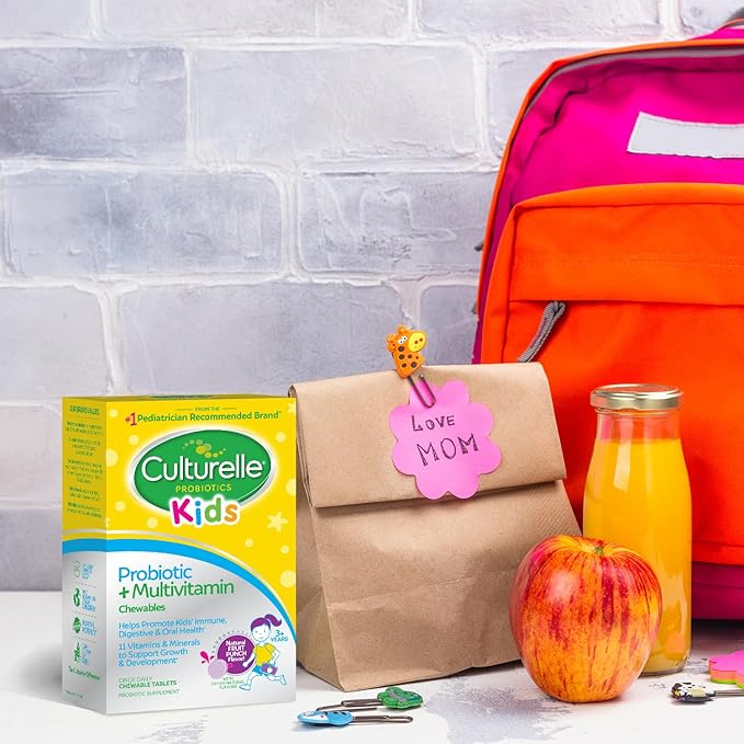 Culturelle Kids Probiotic + Complete Multivitamin Chewable for Kids,Ages 3+,Digestive Health,Oral Health&Immune Support-with 11 Vitamins&Minerals,Including Vitamin C,D3-&Zinc,30 Count (Pack of 2)