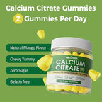 Calcium Citrate Gummies 1200mg with Vitamin D3 K2, Chewable Calcium Supplements for Women & Men, High Potency Support B0ne, Te*th, Strength & Immune Health, Mango Flavor, Non-GMO, Sugar Free, 120 Cts