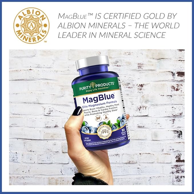 Purity Products MagBlue - Magnesium Bisglycinate Buffered & More - 90 Tablets