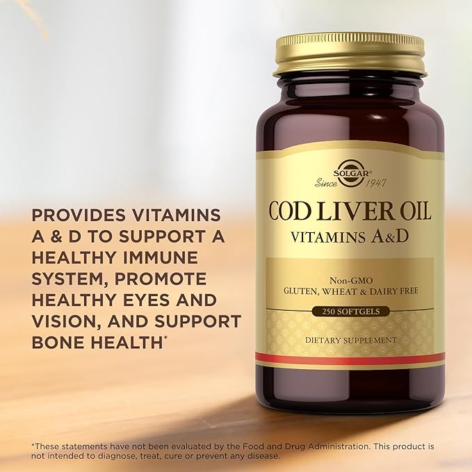 Solgar Cod Liver Oil - 250 Softgels, Pack of 2 - Provides Vitamins A & D - Non-GMO, Gluten Free - 500 Total Servings