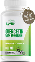 Leaping Lynx Quercetin with Bromelain – 800mg Quercetin + 165mg Bromelain | 120 Capsules (60-Day Supply) | Immune, Respiratory, and Seasonal Allergy Support | Antioxidant & Recovery Complex | Non-GMO