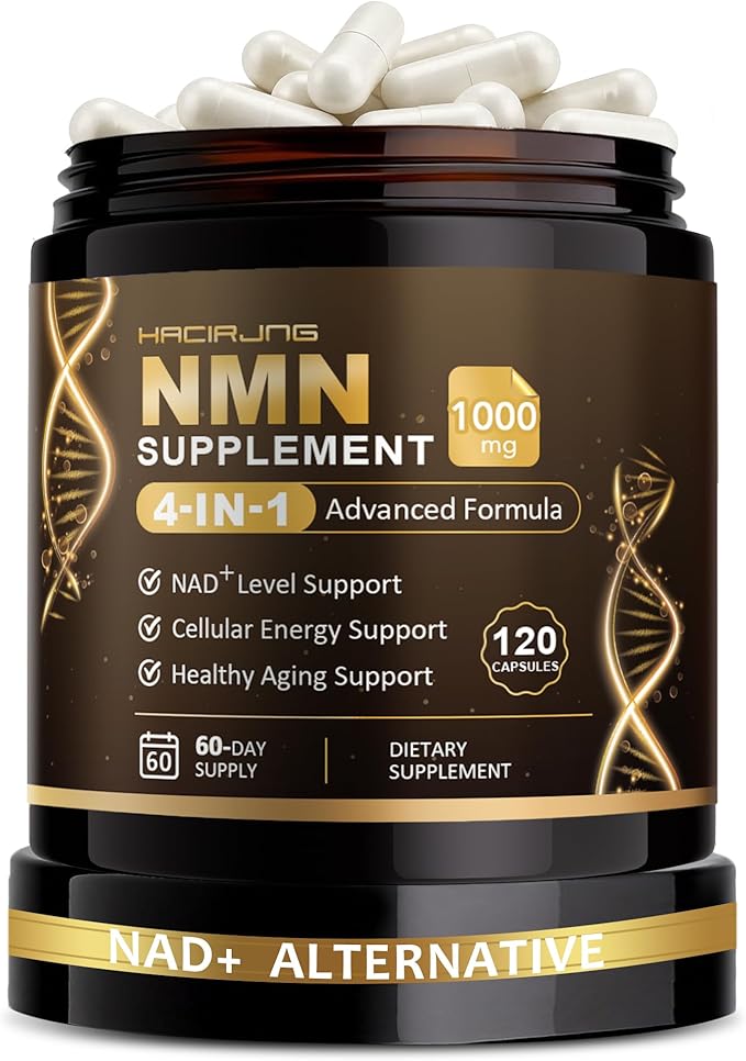 NMN Supplement, 4-in-1 Liposomal NMN 1000mg with Resveratrol, TMG & Quercetin, Supports Cellular Energy & NAD+ Level, NMNH Alternative ＆ NAD+ Supplement Precursor for Men & Women