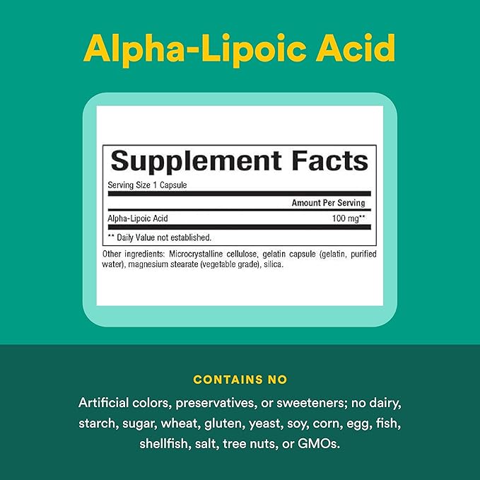 Natural Factors Alpha-Lipoic Acid 100 mg - Antioxidant Support* - Non-GMO - 120 Capsules
