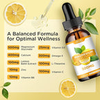Magnesium Glycinate Supplement, Magnesium Glycinate Liquid Drops 500mg with Calcium, Zinc, Vitamin B6, D3, L-Theanine, Omega 3 for Sleep, Mood, Stress Relief, Bone, Muscle, Lemon Flavor