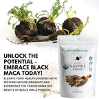 Black Maca Root Powder - Organic Peruvian Maca for Men - Strength, Endurance & Performance Support - Raw, Non-GMO, USDA Certified - 16oz Bulk Supply