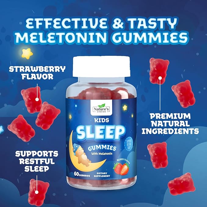 Kids Melatonin Gummies - 2mg Melatonin Per Serving - Best Children's Melatonin Gummy for Restful Sleep - Kids Chewable Sleep Supplement - Natural Tasty Berry Flavor - Non-GMO Vegan - 60 Gummies