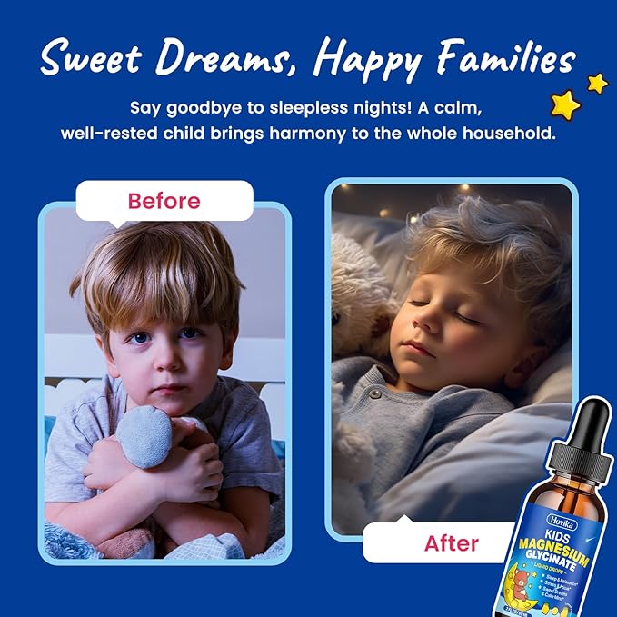 2 Pack Magnesium Glycinate Liquid for Kids - with L-Theanine Omega-3, Vitamin B6, D3, Zinc - Kids Magnesium Drops for Sleep, Relaxation, Calm & Focus - 2 Fl Oz, Lemon Flavor