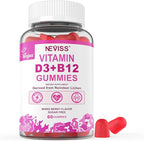 NEVISS Vegan Vitamin D3 + Vitamin B12 Gummies, High Potency D3 5000IU & 1000 mcg Methylated B12, Vitamin D3 and B12 for Adults, Support Bone Health, Immune & Energy Supplement, 60 Count