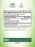 Nature's Truth Milk Thistle Supplement | 200 Capsules | Non-GMO and Gluten Free Seed Extract | Silymarin Marianum