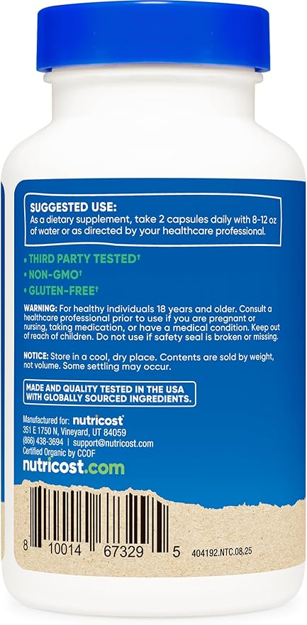 Nutricost Saw Palmetto 1000mg, 120 Capsules - CCOF Certified Made with Organic Saw Palmetto, Vegetarian Friendly, 60 Servings, 500mg Per Capsule, Gluten Free