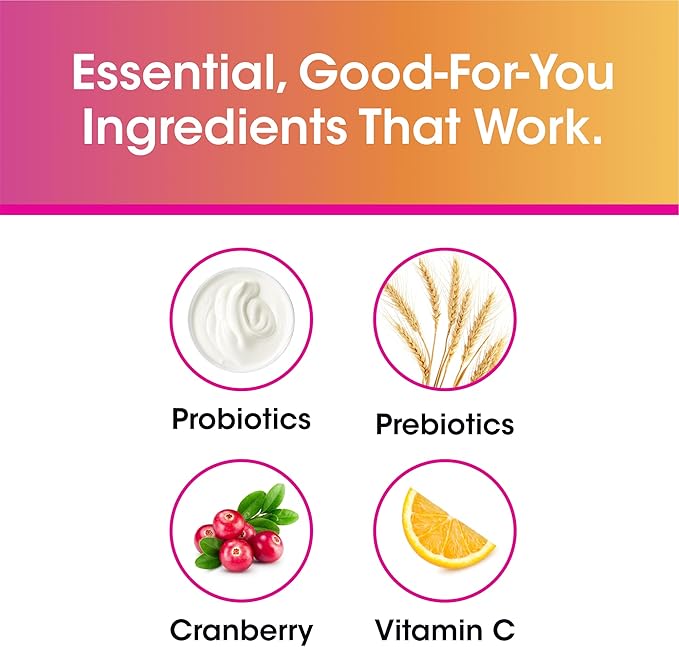 vH essentials Probiotic Gummies with Prebiotics & Cranberry, Concentrated Extract for Urinary Tract Health, Supports Vaginal Microflora Balance for a Healthy Feminine Tract, 60 Count 2 Pack