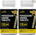 Nature's Fusions Potassium Iodide Tablets (Pack of 2) 130mg - 120 Tablets EXP 10/2032 - YODO Naciente - KI Pills - Yoduro de Potasio