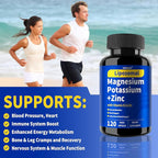 Potassium Magnesium Supplement, 1600mg Liposomal Magnesium Aspartate, Potassium Chloride, with Zinc, K2, Vitamin B1 for High Blood Pressure, Support Vascular, Bone & Leg Cramps, 120 Veg Capsules
