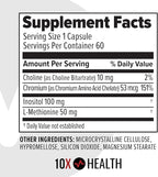 10X Health MIC Chromium Supplements - 60 Capsules - Contains Choline Inositol & L Methionine - Mineral Supplements for Daily Nutritional Support - Chromium, L-Methionine, Choline Supplements