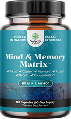 Nootropic Brain Supplement for Memory and Focus Enhancement - Vitamins for Mental Health & Clarity with VIT A, B6, Riboflavin, Niacin, Thiamin & Folate - Cognitive Complex for Mind Vitality - 120ct