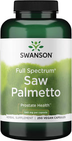 Swanson Saw Palmetto Full Spectrum Herbal Supplement for Men Seeking Prostate, Hair, and Urinary Health Support - 540 mg (250 Vegan Capsules)