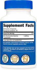 Nutricost NAD+ Supplement (1,000mg) 60 Capsules - Nicotinamide Adenine Dinucleotide, Vegan, GMO-Free, Gluten-Free, 30 Servings