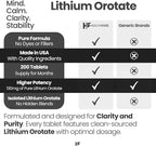 HealthFare Lithium Orotate Supplement 130mg | 200 Vegetarian Tablets | High Bioavailability Trace Mineral | Mood, Brain & Memory Support | Non-GMO, Gluten-Free | Made in USA