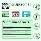 Liposomal NAD+ with Resveratrol - NMNH Supplement Alternative - High Purity NAD Supplement for Anti-Aging, Energy, Focus - 60 Capsules