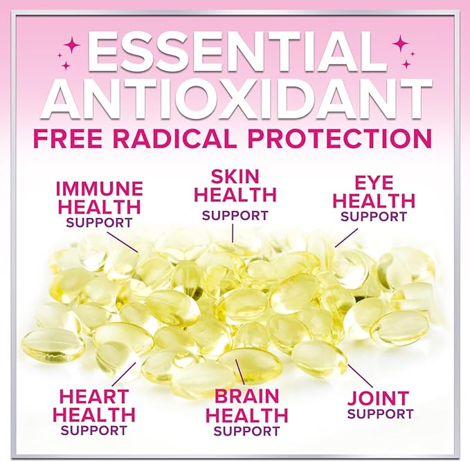 Vitamin E - 180 mg per Serving - Powerful Hair & Skin Support Supplement - dl-Alpha VitaminE Immune Health Support with Antioxidants - Easily Absorbed GMO & Gluten Free, Bottled in USA - 120 Softgels