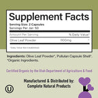 Organic Olive Leaf Extract Capsules 550mg - Pure Olive Leaf Extract Organic Formula, Immune & Digestive Support Supplement, 1100mg Serving, Vegan Non GMO, No Fillers, 100 Olive Leaf Capsules Made USA