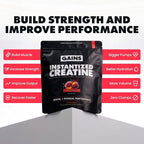 Gains in Bulk Instantized Creatine Monohydrate for Men & Women, Soluble Pre Workout Powder, Supports Muscle Building, Strength and Performance, Bodybuilding Supplements, Sour Raspberry, 30 Servings