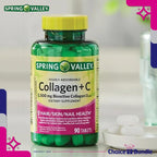 Spring Valley Highly Absorbable Collagen + Vitamin C Tablets Hair Skin Nail Health 2500 mg 90 Ct 3 pk (270 Total) + Vitamin Vitality & Pill Container (5 Items)!