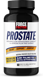 Force Factor Prostate Saw Palmetto and Beta Sitosterol Supplement for Men, Prostate Health/Size Support, Urinary Relief, Bladder Control, Reduce Nighttime Urination, 60 Softgels