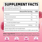 Pack of 2 Potassium Gummies, Potassium Chloride Gummies 1200mg for Adults, Sugar-Free Potassium Supplement Support Leg Cramps & Electrolyte Balance, Raspberry Flavor, 120 Count