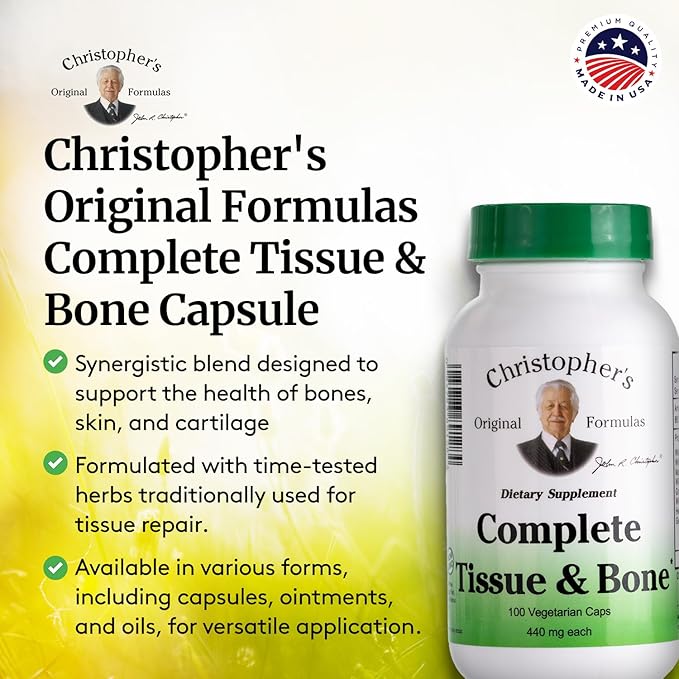 Christopher's Original Formulas Complete Tissue & Bone Formula – 100 VCaps | Herbal Support for Bones & Connective Tissue - Pack of 4