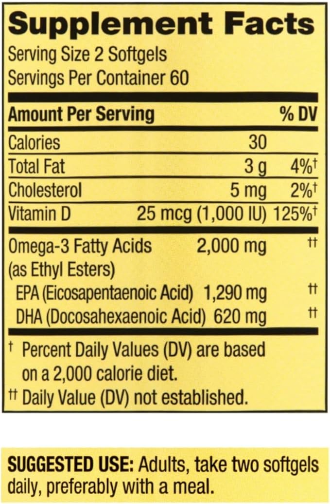 Spring Valley Omega-3 from Fish Oil 2000 mg, Maximum Care, 120 count + STS Sticker.