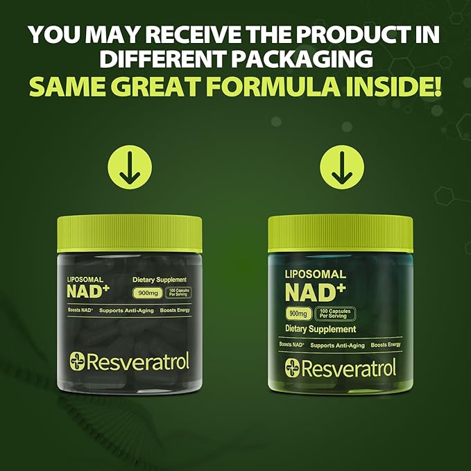 NAD+ Supplement, NAD Nicotinamide Riboside Resveratrol, Liposomal NAD - NMNH Supplement Alternative for Anti-Aging, Mental Clarity & Cellular Energy 100 Capsules