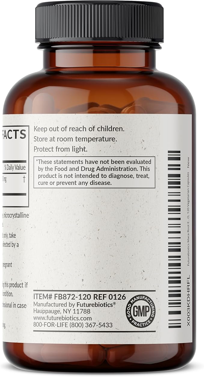 Futurebiotics Maca Root Extra Strength Supports Energy, Stamina & Reproductive Health, Non-GMO, 120 Vegetarian Capsules