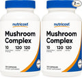 Nutricost Mushroom Complex Supplement 120 Capsules for 120 Servings Per Bottle - 10 Mushroom Blend (Includes Reishi, Maitake, Shiitake, Lion's Mane, and More) - Non-GMO and Gluten Free (Pack of 2)